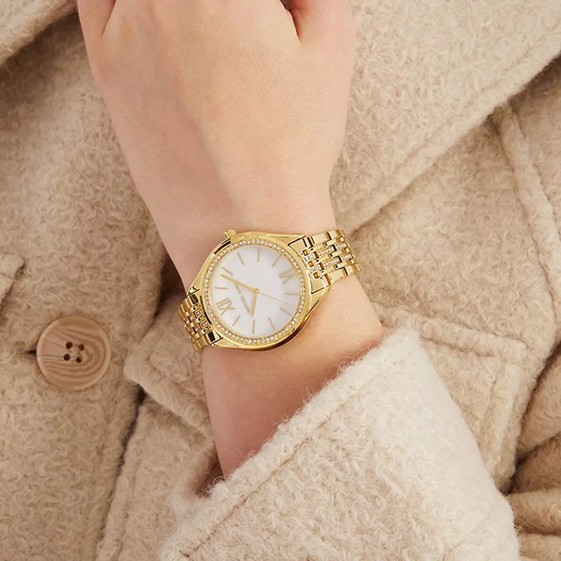 Michael Kors Mindy Three Hand White Dial Rose Gold Steel Strap Watch for Women - MK7078 Buy Now By Michael Kors