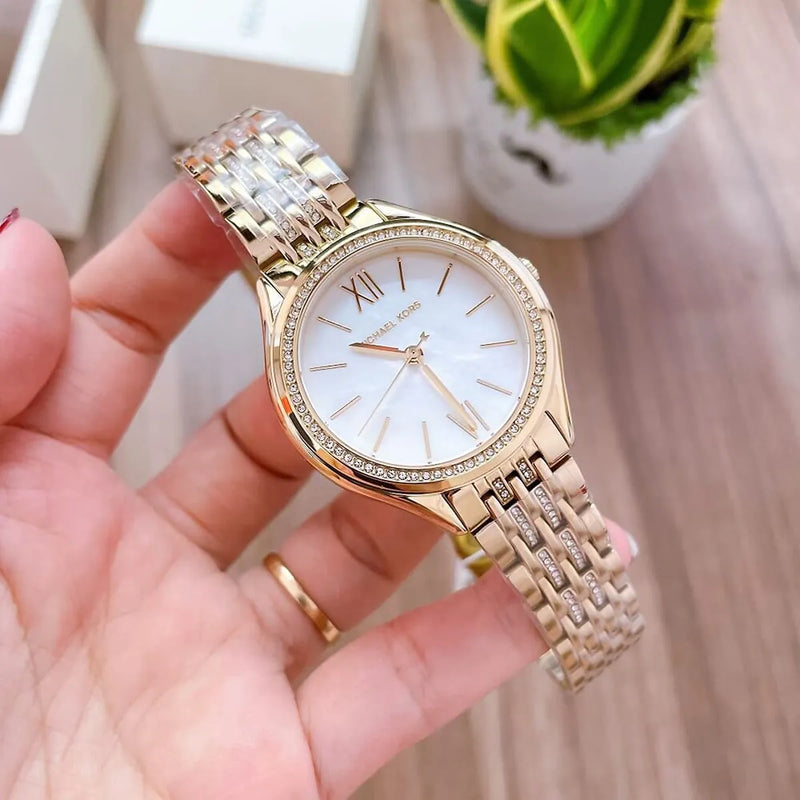 Michael Kors Mindy Three Hand White Dial Rose Gold Steel Strap Watch for Women - MK7078 Buy Now By Michael Kors