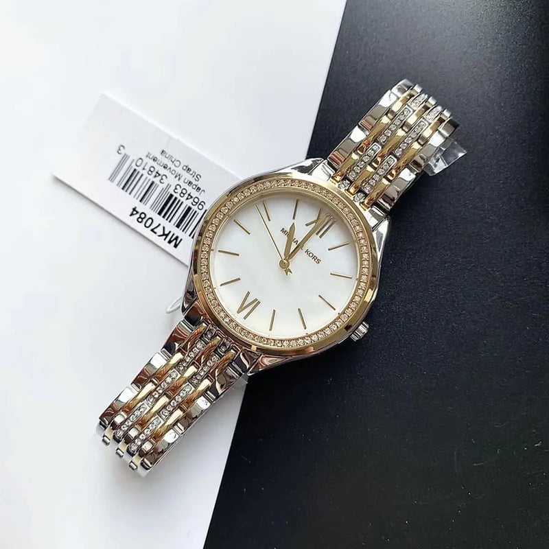 Michael Kors Mindy Three Hand White Dial Two Tone Steel Strap Watch For Women - MK7084 Buy Now By Michael Kors