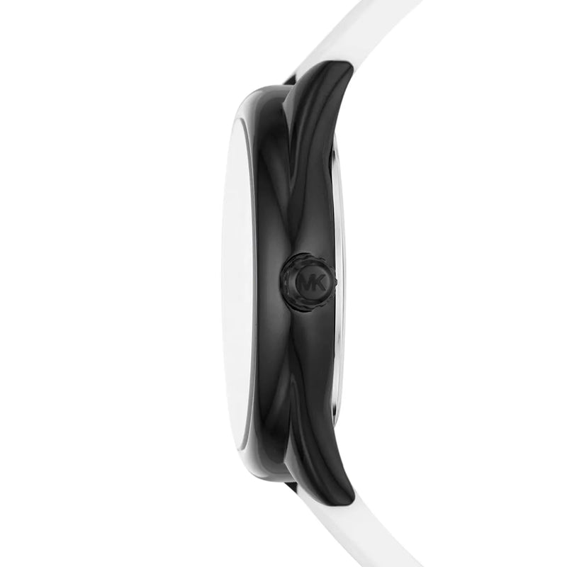 Michael Kors Janelle Three Hand Black Dial White Rubber Strap Watch For Women - MK7137 Buy Now By Michael Kors