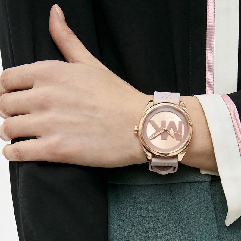 Michael Kors Janelle Three Hand Rose Gold Dial Pink Rubber Strap Watch For Women - MK7139 Buy Now By Michael Kors