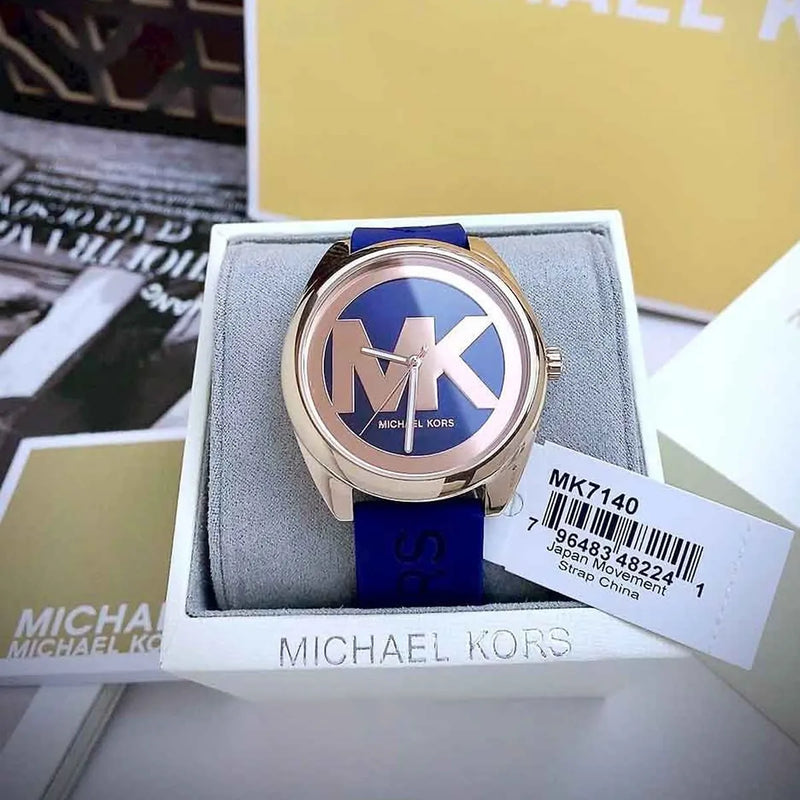 Michael Kors Janelle Three Hand Blue Dial Blue Rubber Strap Watch For Women - MK7140 Buy Now By Michael Kors