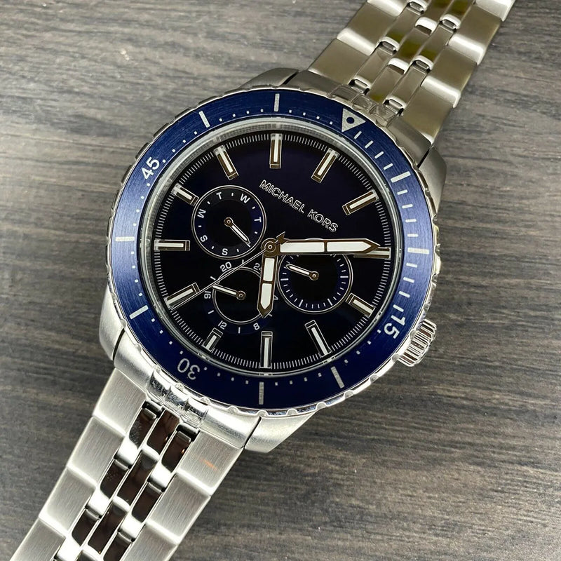 Michael Kors Cunningham Multifunction Blue Dial Silver Steel Strap Watch For Men - MK7153 Buy Now By Michael Kors