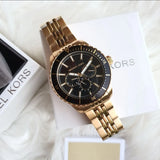 Michael Kors Cunningham Multifunction Black Dial Gold Steel Strap Watch For Men - MK7154 Buy Now By Michael Kors