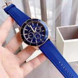 Michael Kors Cunningham Multifunction Blue Dial Blue Rubber Strap Watch For Men - MK7163 Buy Now By Michael Kors