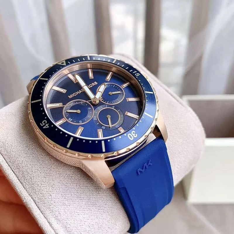 Michael Kors Cunningham Multifunction Blue Dial Blue Rubber Strap Watch For Men - MK7163 Buy Now By Michael Kors