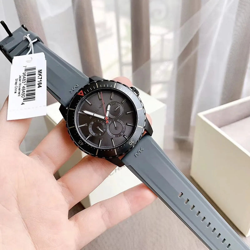 Michael Kors Cunningham Multifunction Grey Dial Grey Rubber Strap Watch For Men - MK7164 Buy Now By Michael Kors
