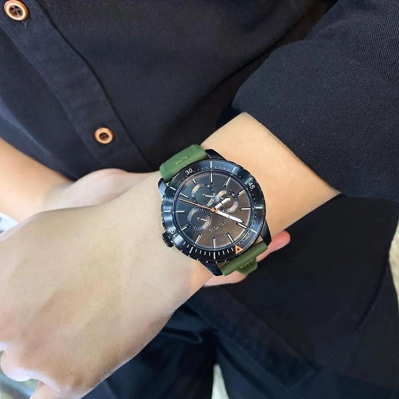 Michael Kors Cunningham Chronograph Black Dial Green Rubber Strap Watch For Men - MK7165 Buy Now By Michael Kors