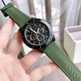 Michael Kors Cunningham Chronograph Black Dial Green Rubber Strap Watch For Men - MK7165 Buy Now By Michael Kors
