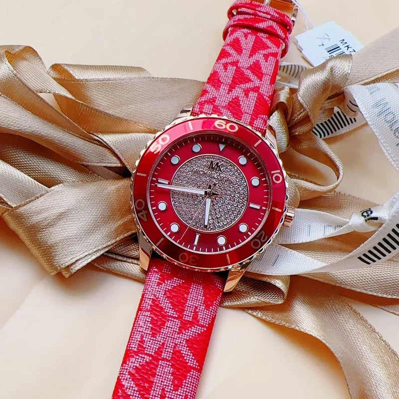 Michael Kors Runway Three-Hand Quartz Red Dial Red Leather Strap Watch For Women - MK7179 Buy Now By Michael Kors
