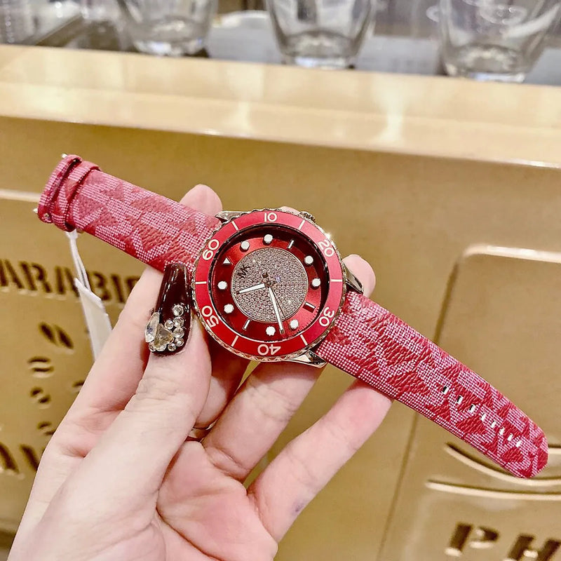 Michael Kors Runway Three-Hand Quartz Red Dial Red Leather Strap Watch For Women - MK7179 Buy Now By Michael Kors