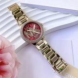 Michael Kors Camille Analog Red Dial Gold Steel Strap Watch For Women - MK7196 Buy Now By Michael Kors