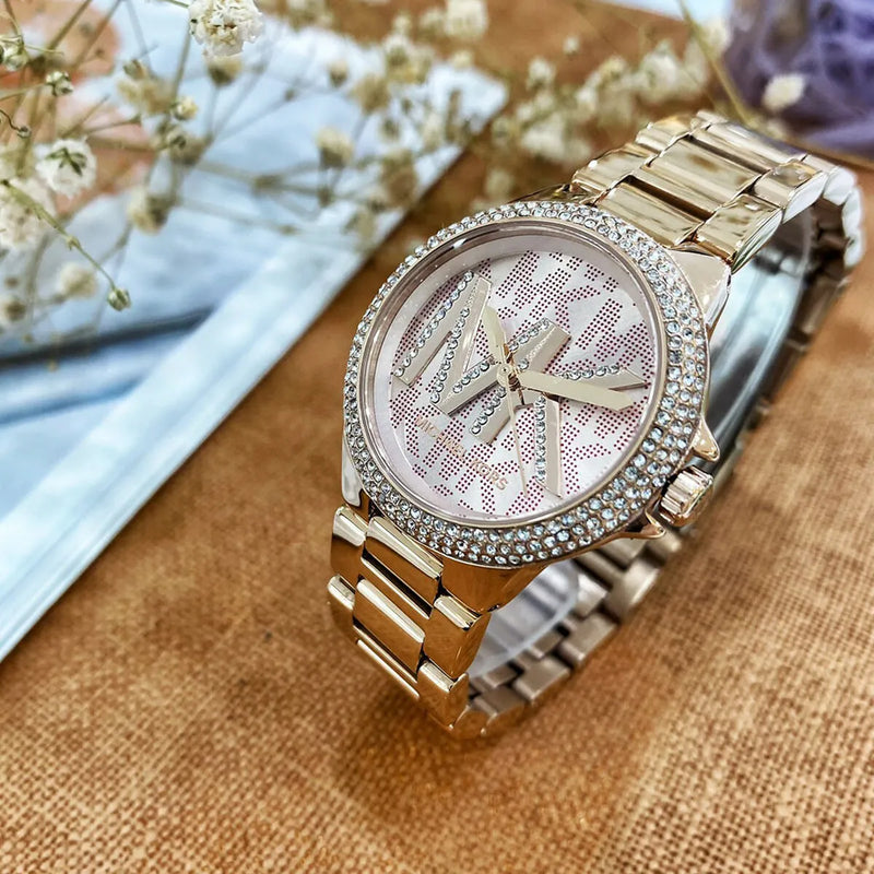 Michael Kors Camille Three Hand Rose Gold Dial Rose Gold Steel Strap Watch For Women - MK7197 Buy Now By Michael Kors