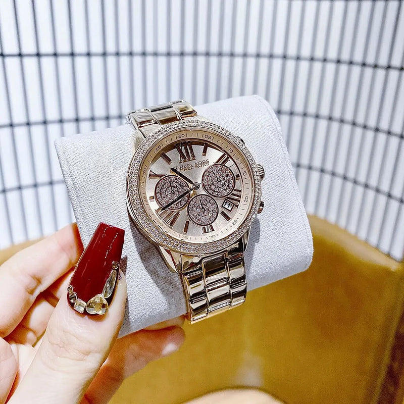 Michael Kors Bryn Chronograph Rose Gold Dial Rose Gold Steel Strap Watch For Women - MK7200 Buy Now By Michael Kors