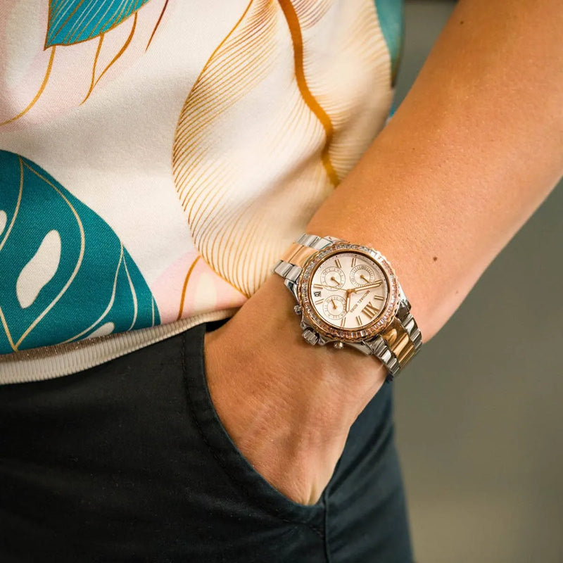 Michael Kors Everest Chronograph White Dial Two Tone Steel Strap Watch For Women - MK7214 Buy Now By Michael Kors