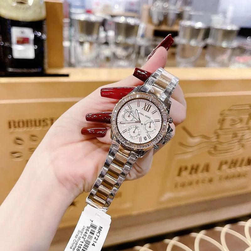 Michael Kors Everest Chronograph White Dial Two Tone Steel Strap Watch For Women - MK7214 Buy Now By Michael Kors