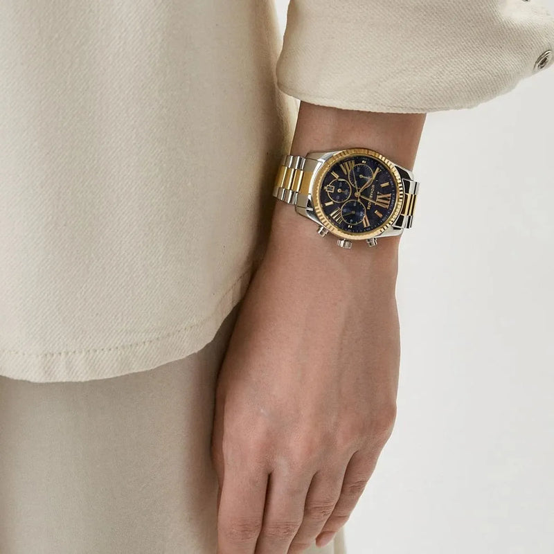 Michael Kors Lexington Chronograph Blue Dial Two Tone Steel Strap Watch For Women - MK7218 Buy Now By Michael Kors