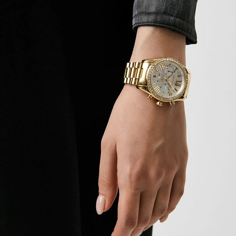 Michael Kors Lexington Mother of Pearl White Dial Gold Steel Strap Watch For Women - MK7241 Buy Now By Michael Kors