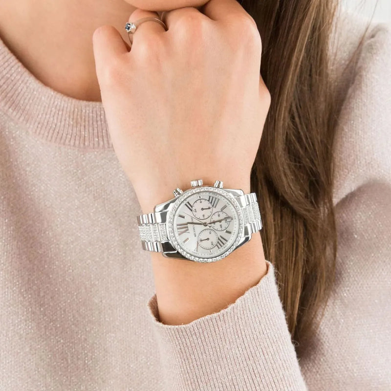 Michael Kors Lexington Chronograph White Dial Silver Steel Strap Watch For Women - MK7243 Buy Now By Michael Kors