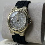 Michael Kors Lennox Three Hand Crystals Silver Dial Black Silicone Strap Watch For Women - MK7247 Buy Now By Michael Kors