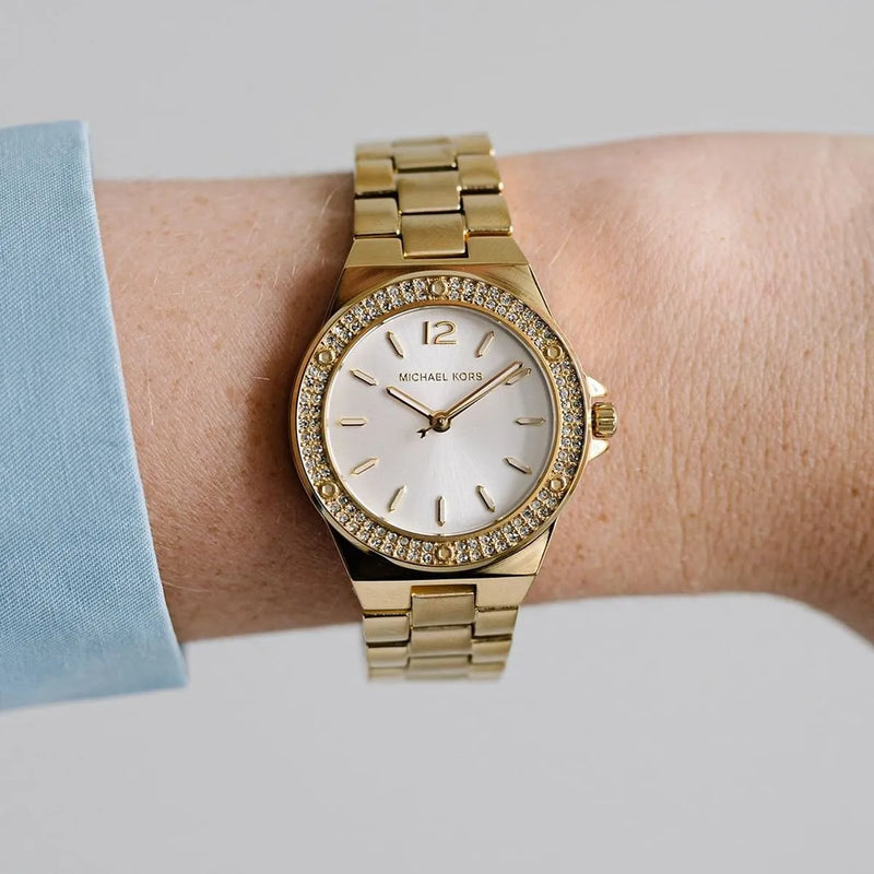 Michael Kors Lennox Three-Hand Silver Dial Gold Steel Strap Watch For Women - MK7278 Buy Now By Michael Kors