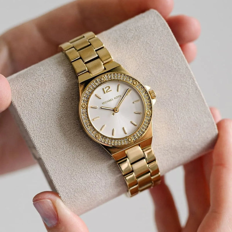 Michael Kors Lennox Three-Hand Silver Dial Gold Steel Strap Watch For Women - MK7278 Buy Now By Michael Kors