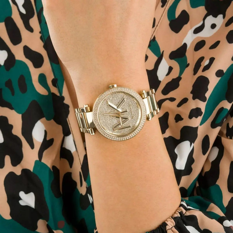 Michael Kors Parker Analog Crystals Gold Dial Gold Steel Strap Watch For Women - MK7283 Buy Now By Michael Kors