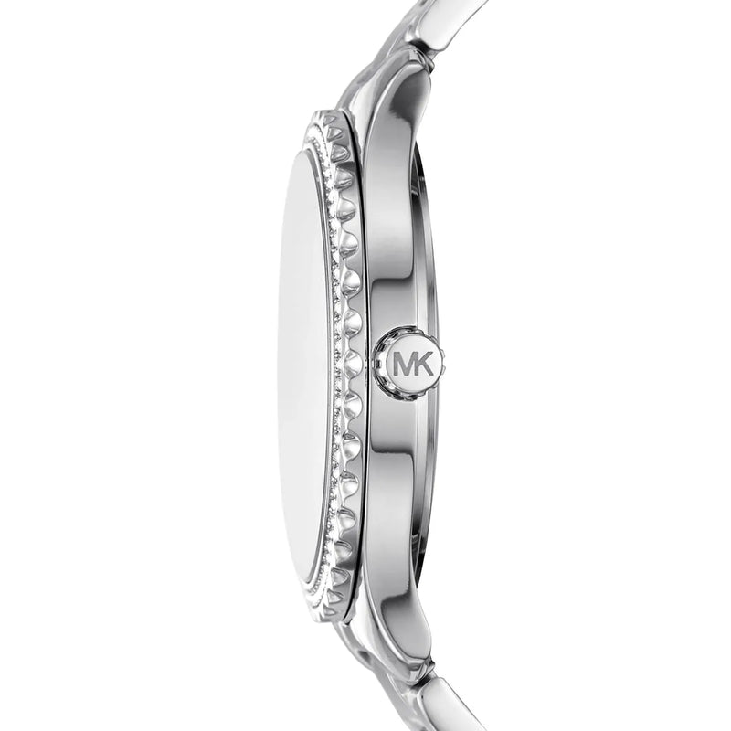 Michael Kors Layton Three Hand Pink Dial Silver Steel Strap Watch For Women - MK7298 Buy Now By Michael Kors