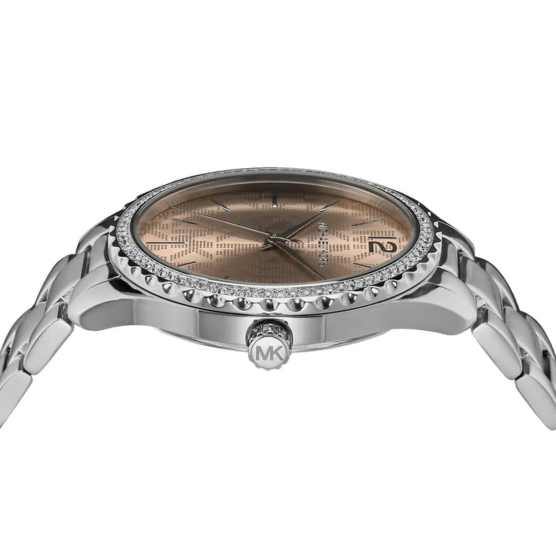 Michael Kors Layton Three Hand Pink Dial Silver Steel Strap Watch For Women - MK7298 Buy Now By Michael Kors