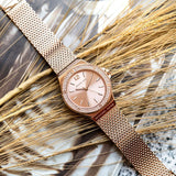 Michael Kors Lennox Three Hand Rose Gold Dial Rose Gold Mesh Strap Watch For Women - MK7336 Buy Now By Michael Kors