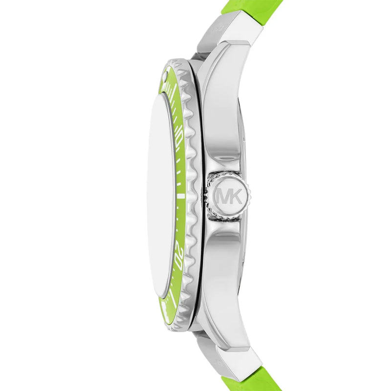 Michael Kors Everest Three Hand Crystals Silver Dial Green Silicone Strap Watch For Women - MK7360 Buy Now By Michael Kors