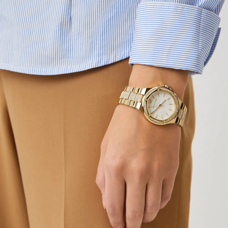 Michael Kors Lenox Three Hand Silver Dial Gold Steel Strap Watch For Women - MK7361 Buy Now By Michael Kors