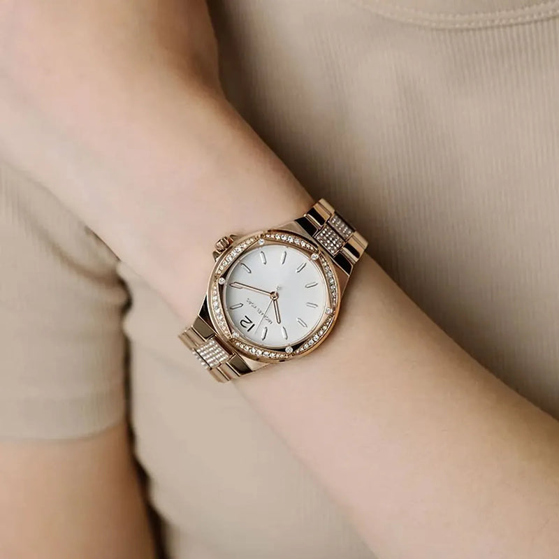 Michael Kors Lennox Three-Hand Silver Dial Rose Gold Steel Strap Watch For Women - MK7362 Buy Now By Michael Kors