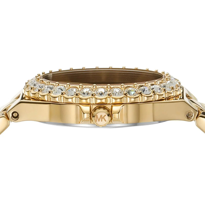 Michael Kors Lennox Three Hand Black Dial Gold Steel Strap Watch For Women - MK7394 Buy Now By Michael Kors