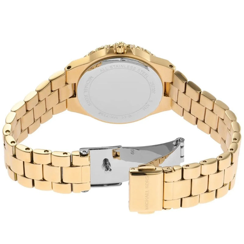 Michael Kors Lennox Three Hand Black Dial Gold Steel Strap Watch For Women - MK7394 Buy Now By Michael Kors