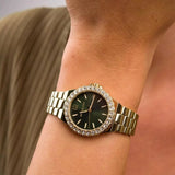 Michael Kors Lennox Quartz Green Dial Gold Steel Strap Watch For Women - MK7395 Buy Now By Michael Kors