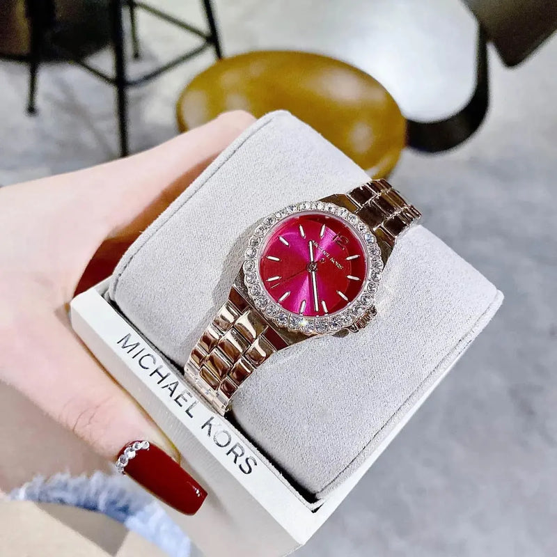 Michael Kors Lennox Analog Pink Dial Rose Gold Steel Strap Watch For Women - MK7396 Buy Now By Michael Kors