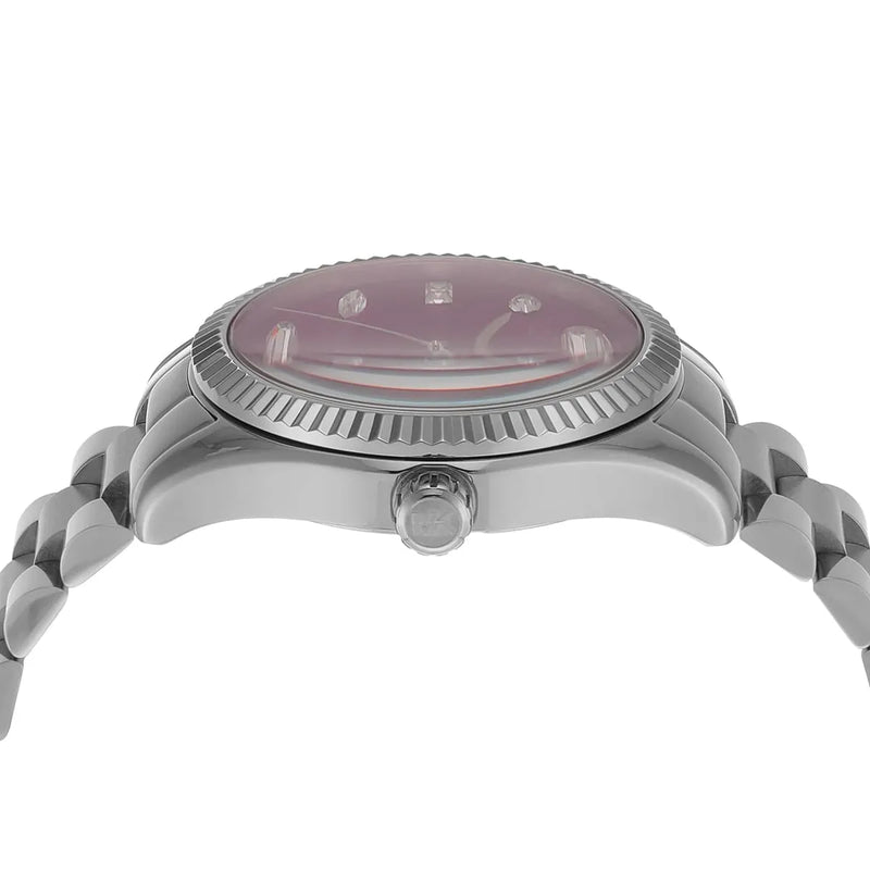 Michael Kors Lexington Three-Hand Pink Dial Silver Steel Strap Watch For Women - MK7443 Buy Now By Michael Kors