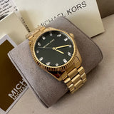 Michael Kors Lexington Three Hand Green Dial Gold Steel Strap Watch For Women - MK7449 Buy Now By Michael Kors