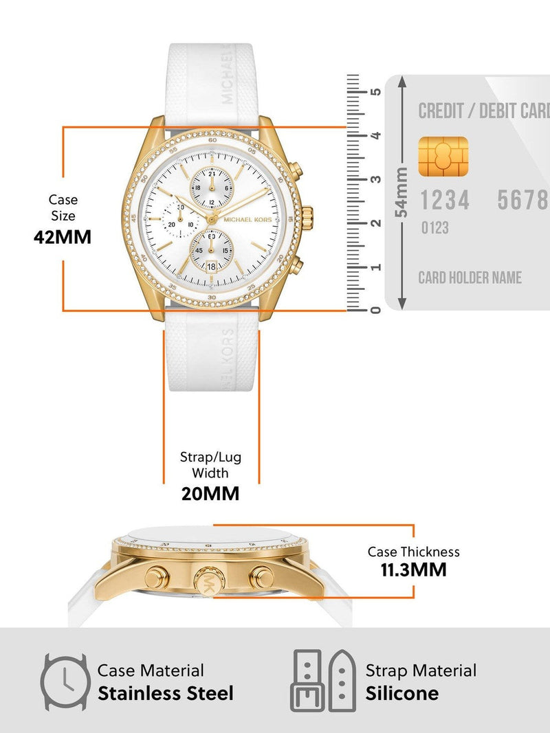 Michael Kors Hadyn Chronograph White Dial White Rubber Strap Watch for Women - MK7484 Buy Now By Michael Kors