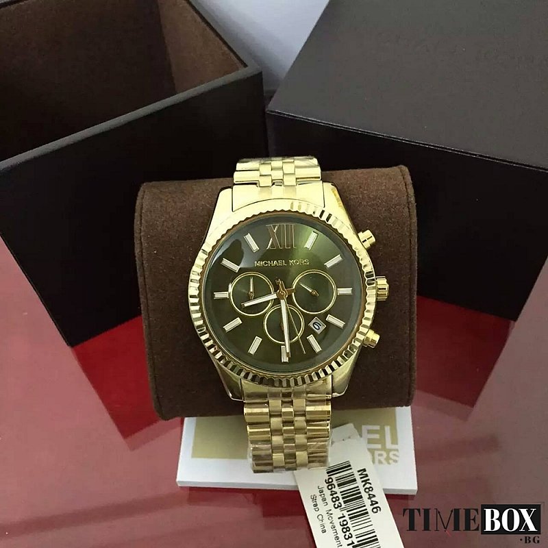 Michael Kors Lexington Chronograph Green Dial Gold Steel Strap Watch for Men - MK8446 Buy Now By Michael Kors