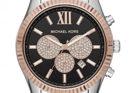 Michael Kors Lexington Chronograph Crystals Black Dial Two Tone Steel Strap Watch for Men - MK8714 Buy Now By Michael Kors