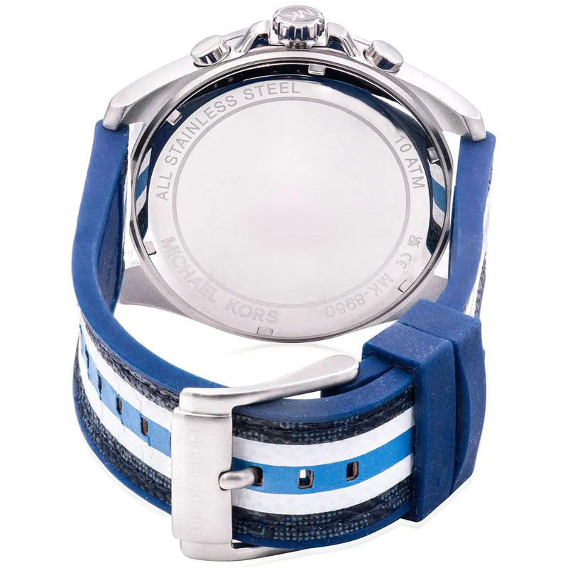 Michael Kors Brecken Chronograph Blue Dial Two Tone PVC Strap Watch For Men - MK8950 Buy Now By Michael Kors