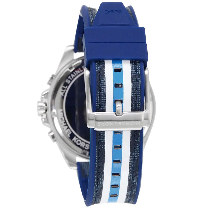 Michael Kors Brecken Chronograph Blue Dial Two Tone PVC Strap Watch For Men - MK8950 Buy Now By Michael Kors