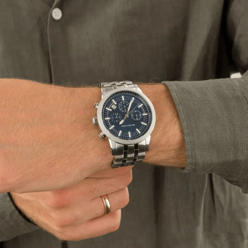 Michael Kors Hutton Chronograph Blue Dial Blue Steel Strap Watch For Men - MK8952 Buy Now By Michael Kors