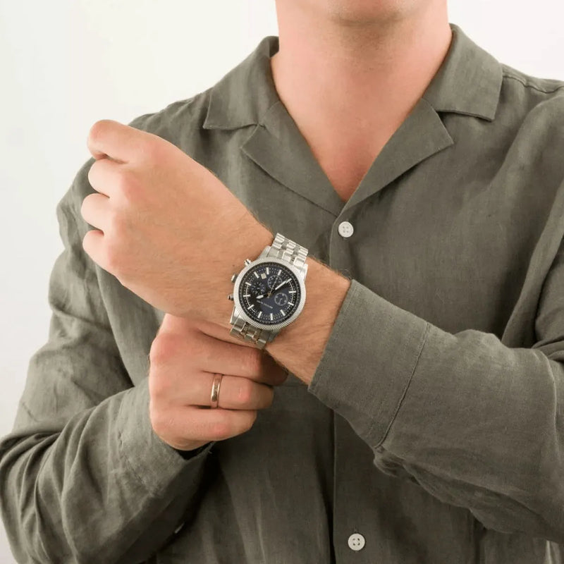 Michael Kors Hutton Chronograph Blue Dial Blue Steel Strap Watch For Men - MK8952 Buy Now By Michael Kors