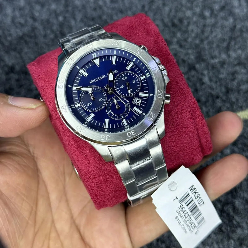 Michael Kors Grayson Chronograph Blue Dial Silver Steel Strap Watch For Men - MK9107 Buy Now By Michael Kors