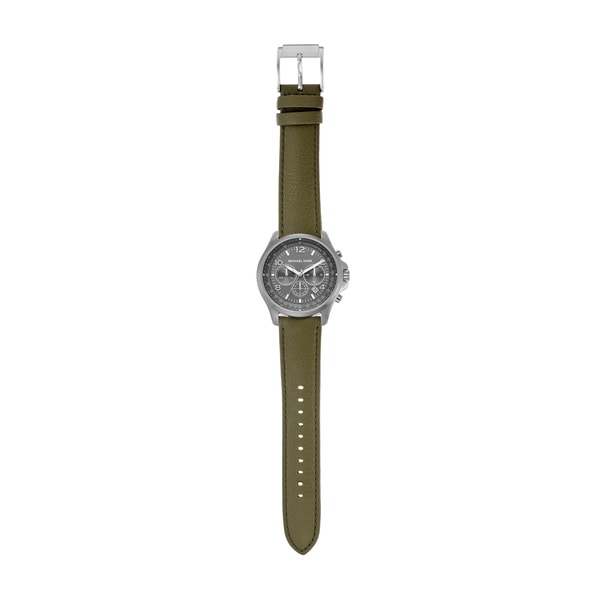 Michael Kors Pilot Chronograph Grey Dial Grey Leather Strap Watch for Men - MK9129 Buy Now By Michael Kors