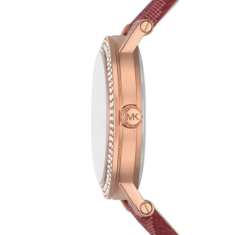 Michael Kors Corey Crystals Red Dial Red Leather Strap Watch for Women - MKO1025 Buy Now By Michael Kors