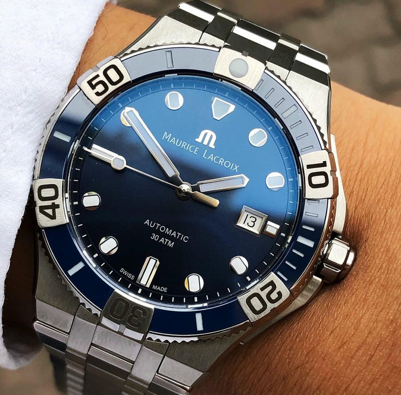 Maurice Lacroix Aikon Venturer Blue Dial Silver Steel Strap Watch for Men - AI6058-SS002-430-1 Buy Now By Maurice Lacroix